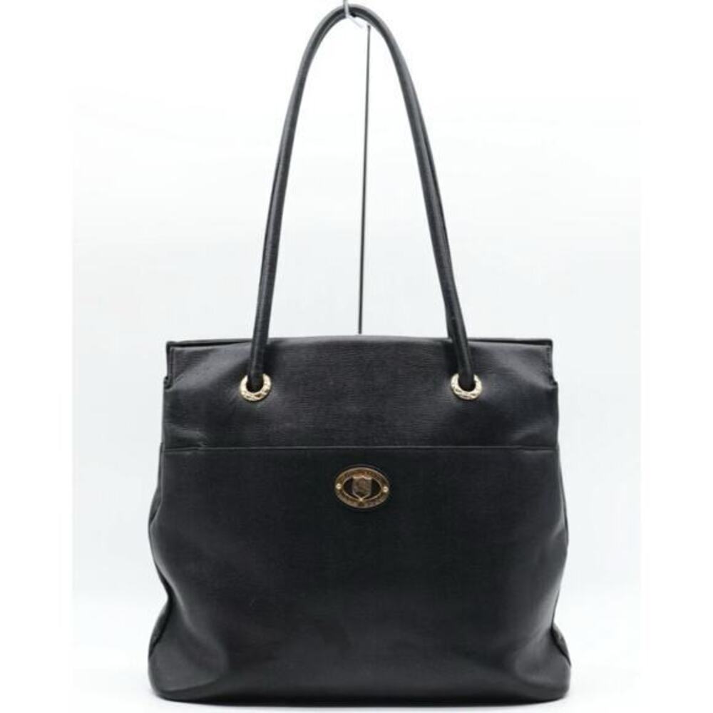 Vintage BURBERRY Tote Bag Leather Black Authentic